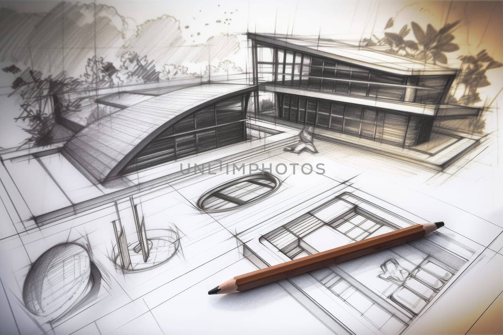 Architecture design house. Home construction. Generate Ai