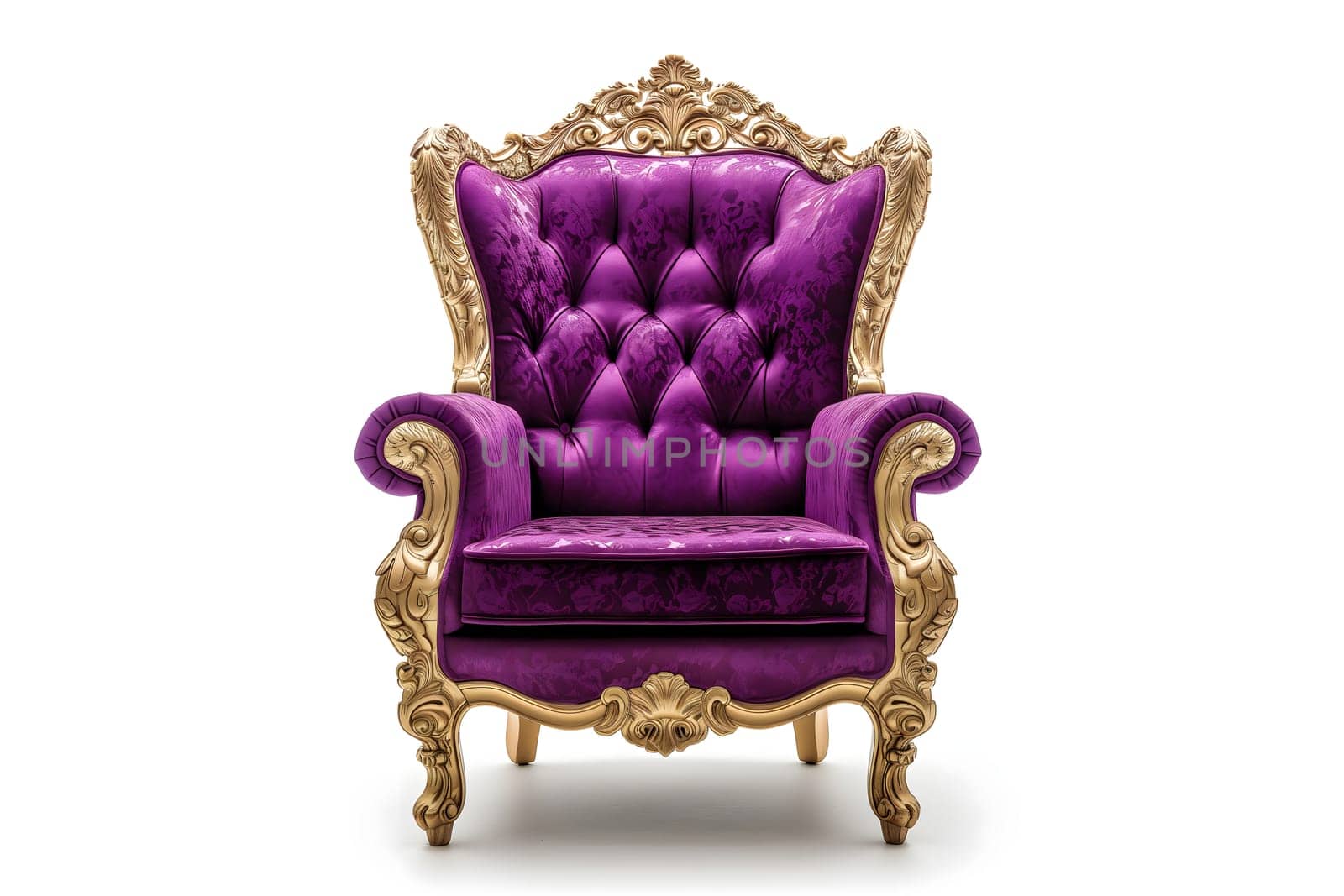Purple velvet capitonner technique armchair on white background by z1b