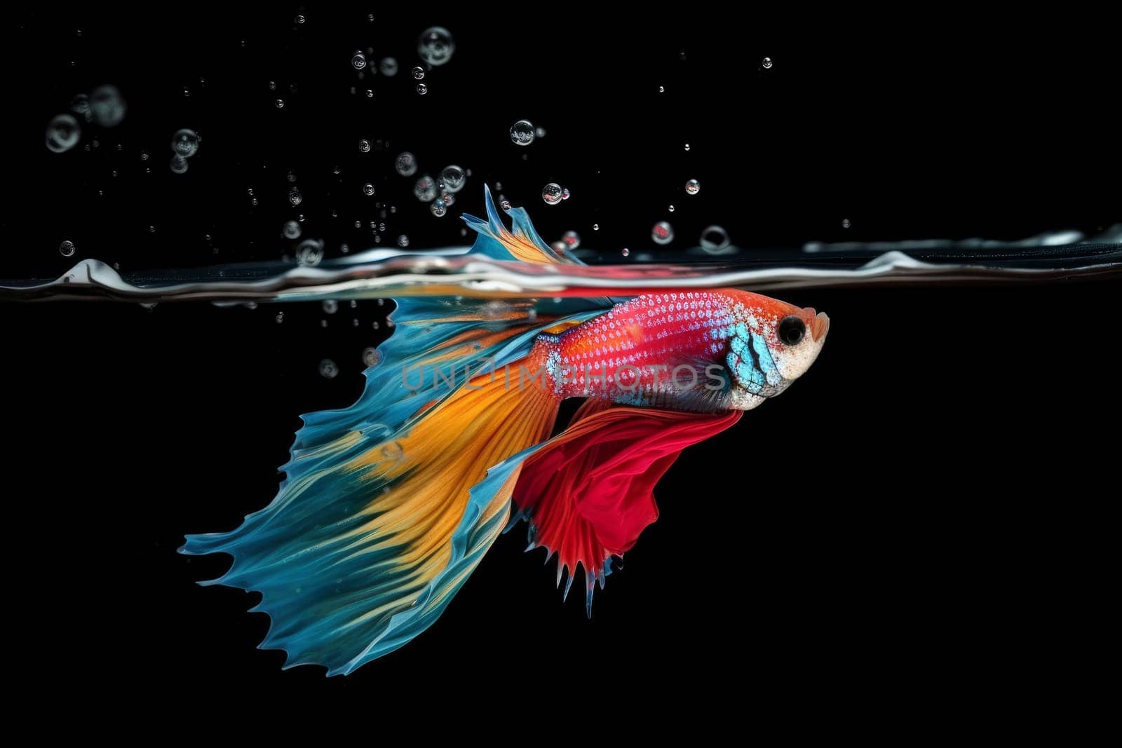 Colorful fish floating. Underwater concept. Generate Ai
