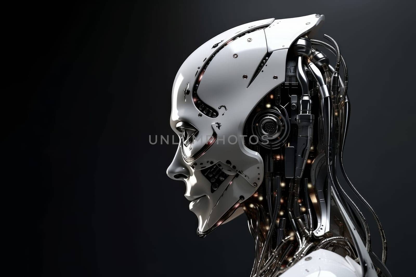 Detailed robot head. Digital cyborg by ylivdesign