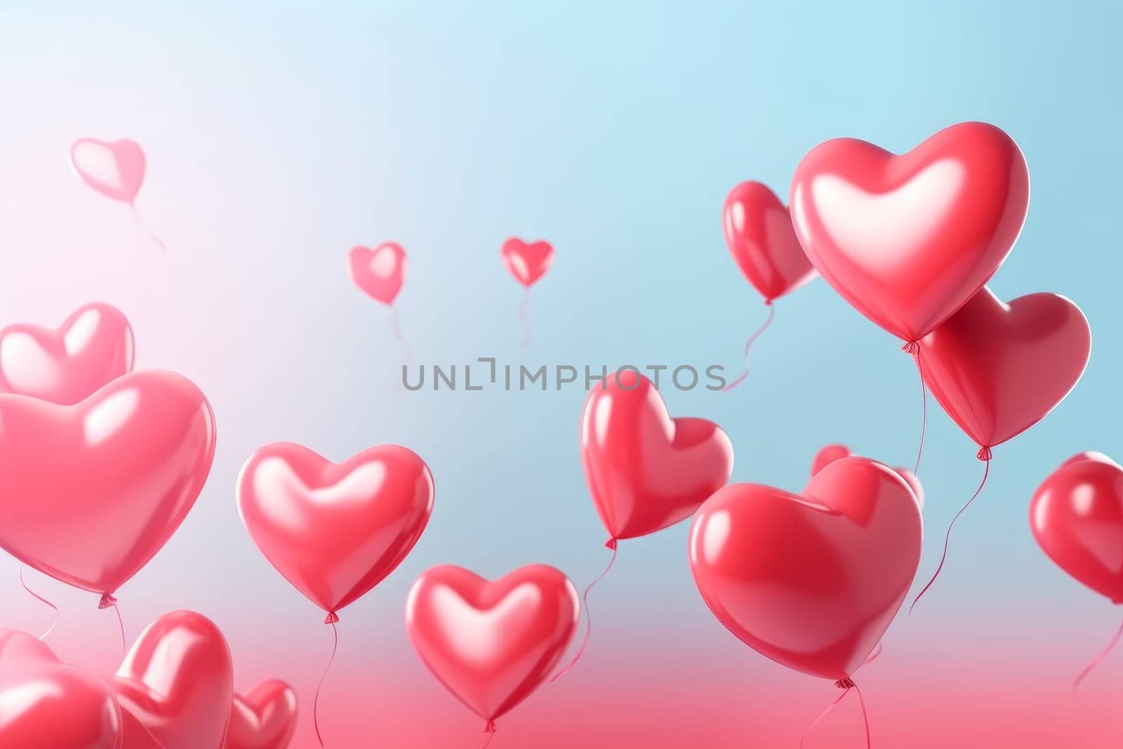 Flying pink hearts. Love valentine happy day. Generate Ai