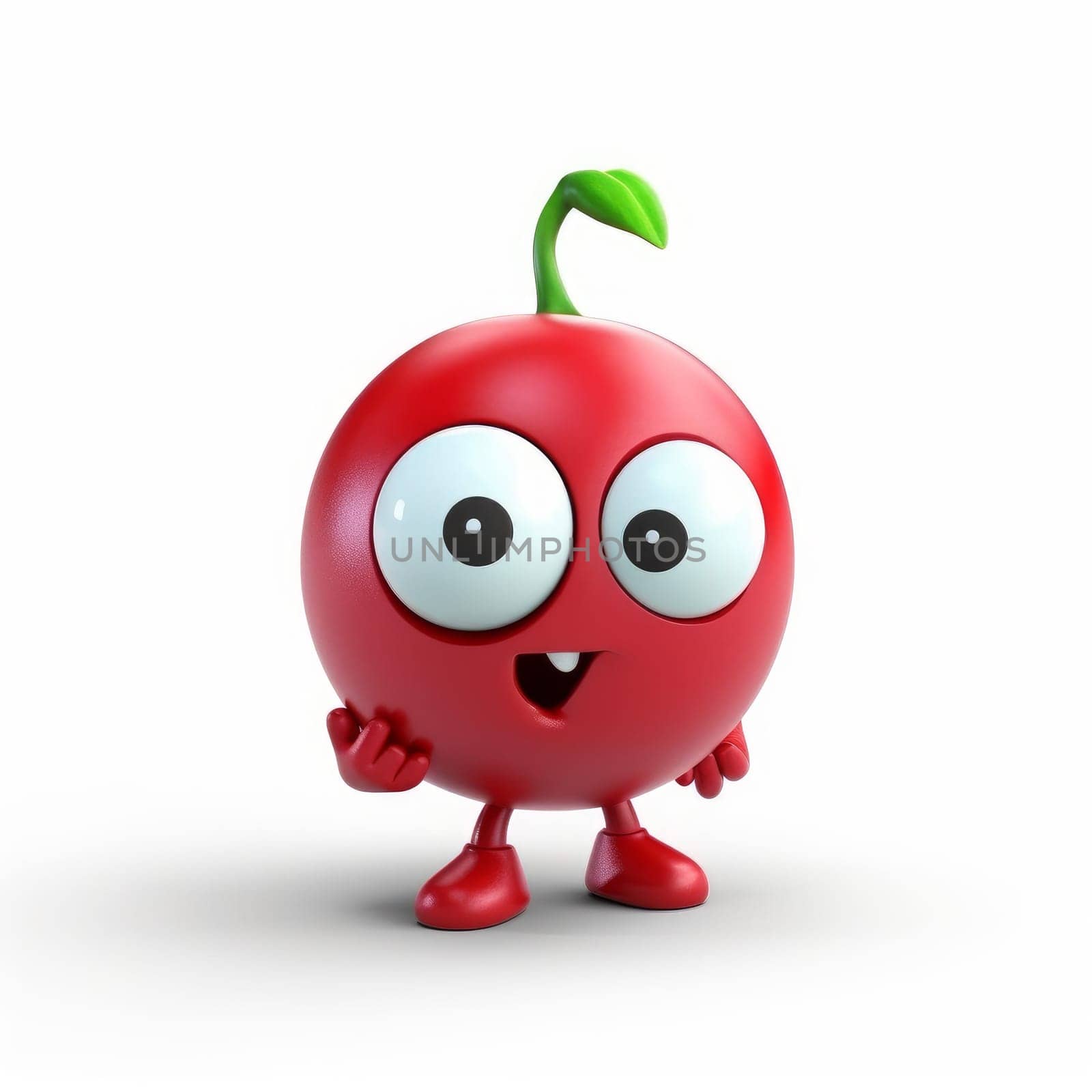 Funny cherry character. Smiling fruit art by ylivdesign