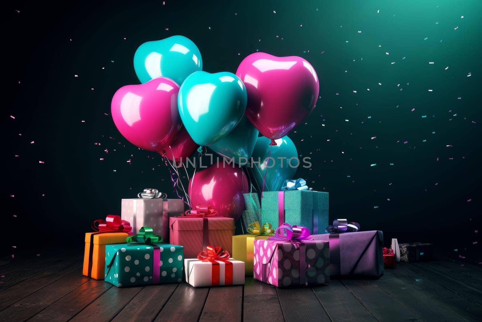 Colorful hearts balloons. Romantic gift by ylivdesign