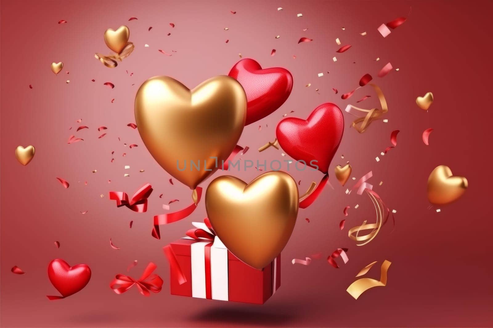 Love holiday. Romantic balloon gift. Generate Ai