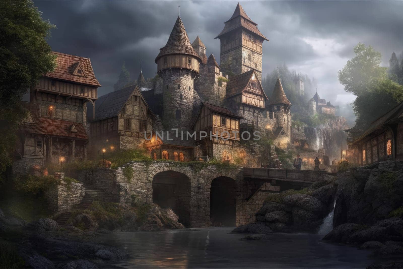 Medieval kingdom city. Fairytale palace by ylivdesign