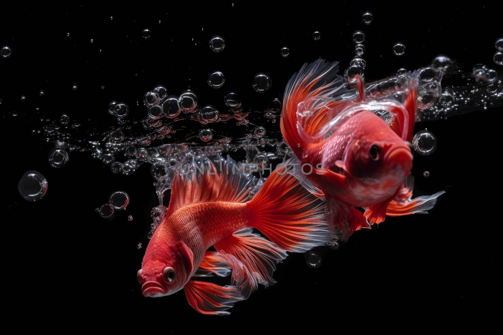 Red fighting fishes. Underwater animals by ylivdesign