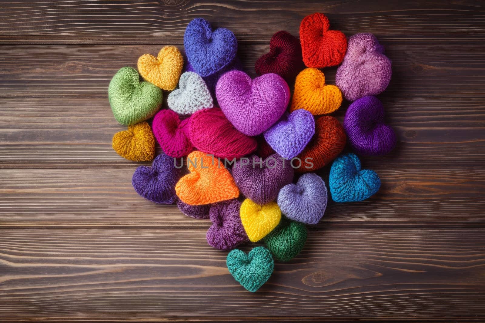 Wool heart colorful. Craft love string. Generate Ai
