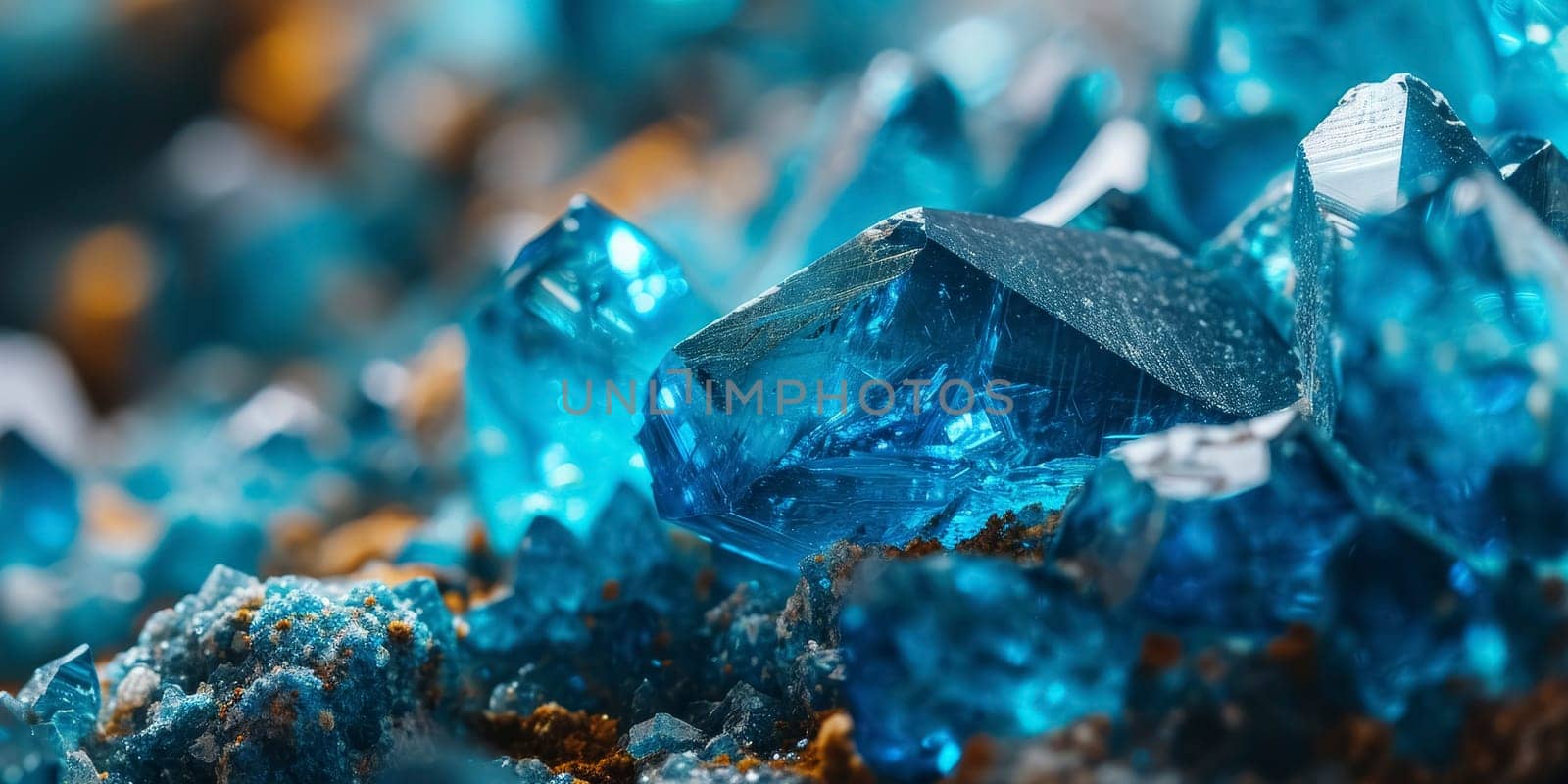 Vibrant Blue Mineral Crystal Macro Shot by andreyz