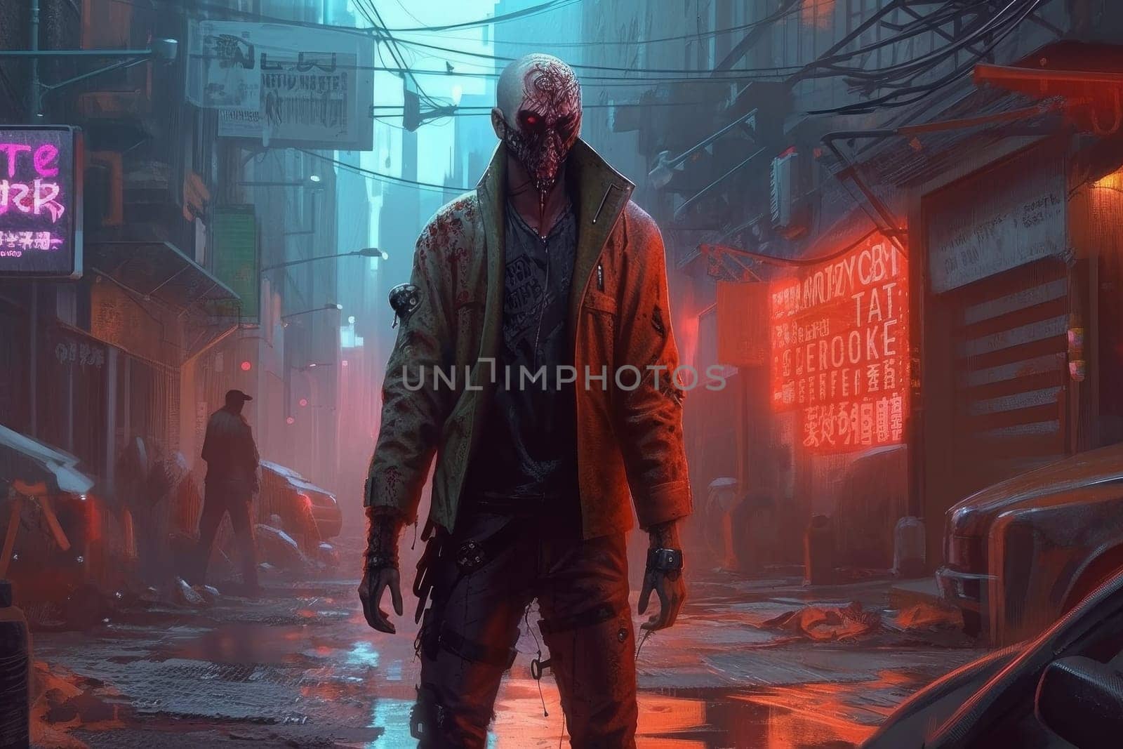 Zombie apocalypse cyberpunk. Scary horror by ylivdesign