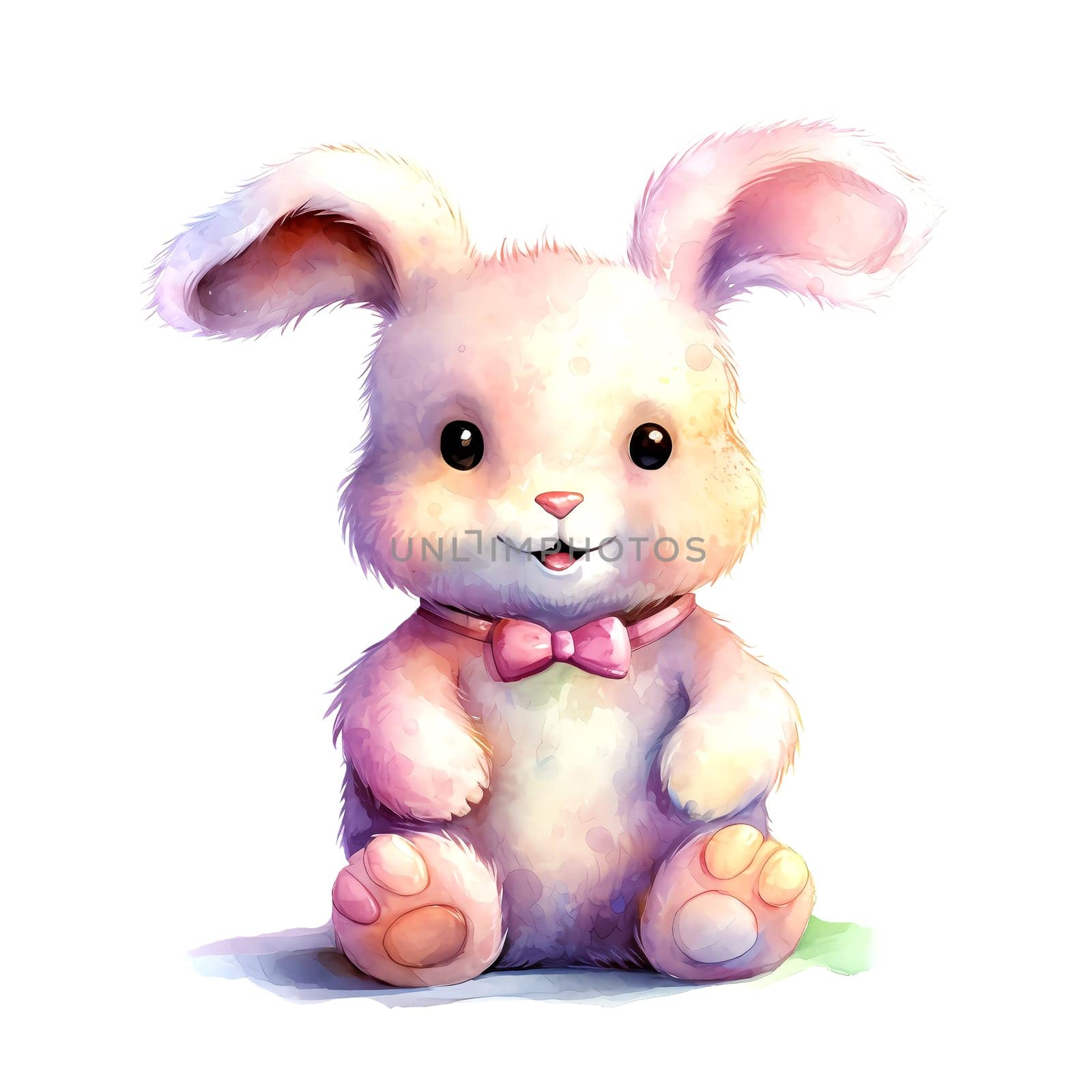 Cute Easter Bunny, Watercolor. AI generated by AndreyKENO