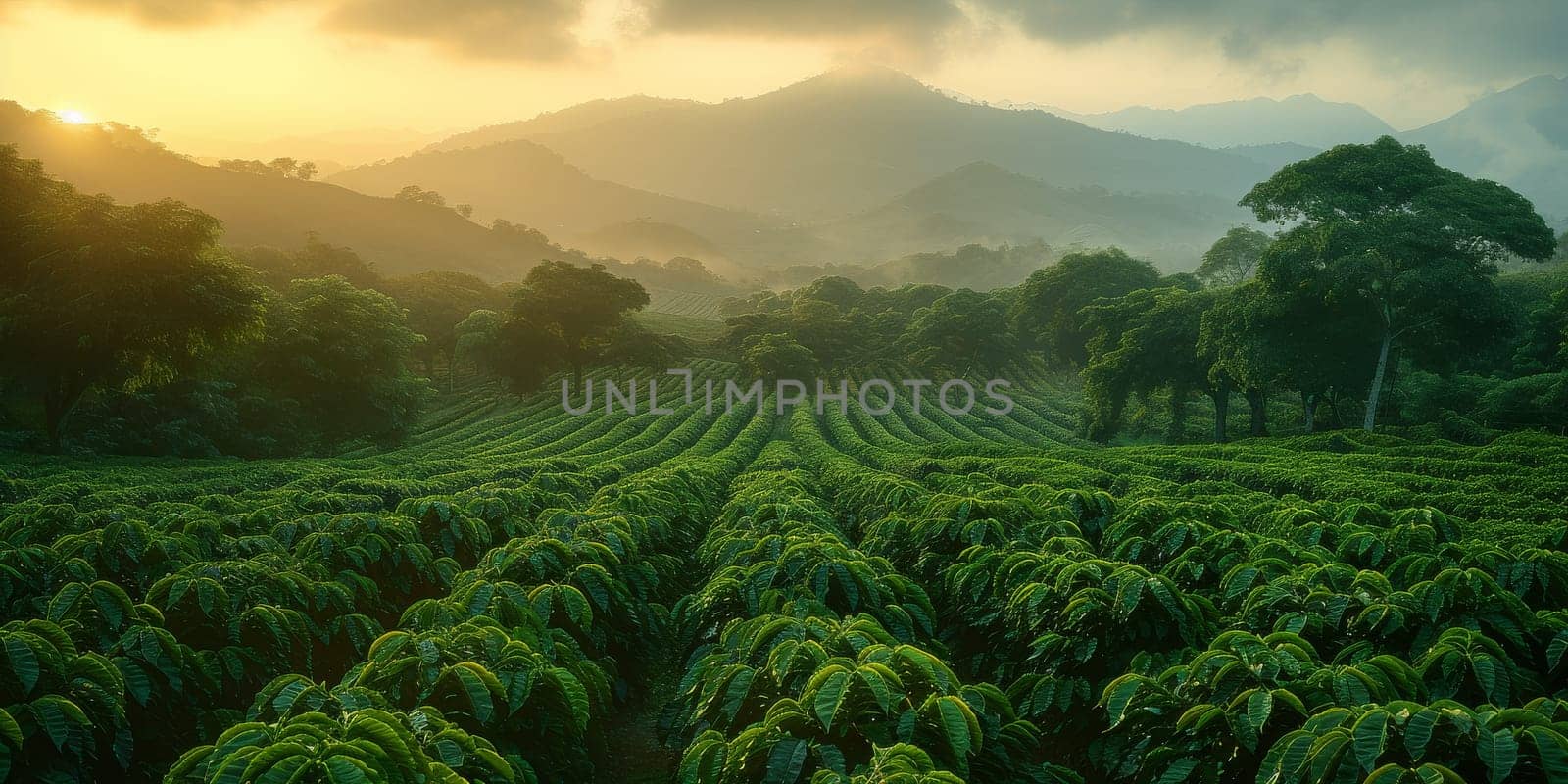 Aerial view coffee plantation in Sao Paulo state - Brazil.