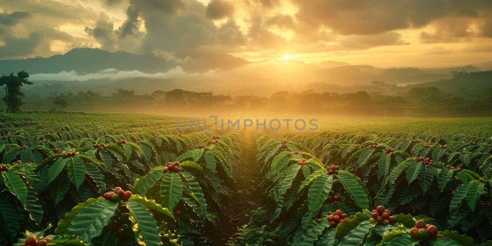 Aerial view coffee plantation in Sao Paulo state - Brazil.