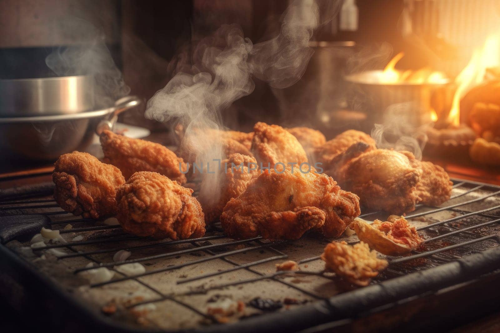 Hot chicken fried. Crispy fastfood. Generate Ai