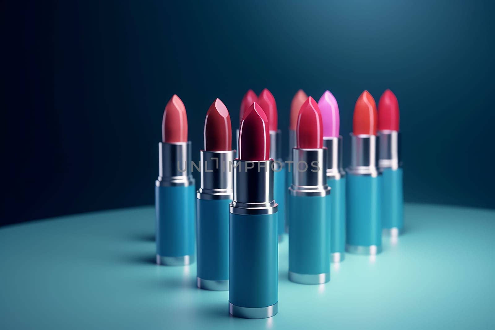 Many lipsticks set. Luxury cosmetic. Generate Ai