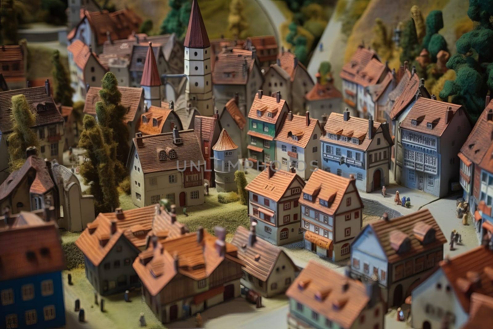 Miniature model town. Architecture model. Generate Ai