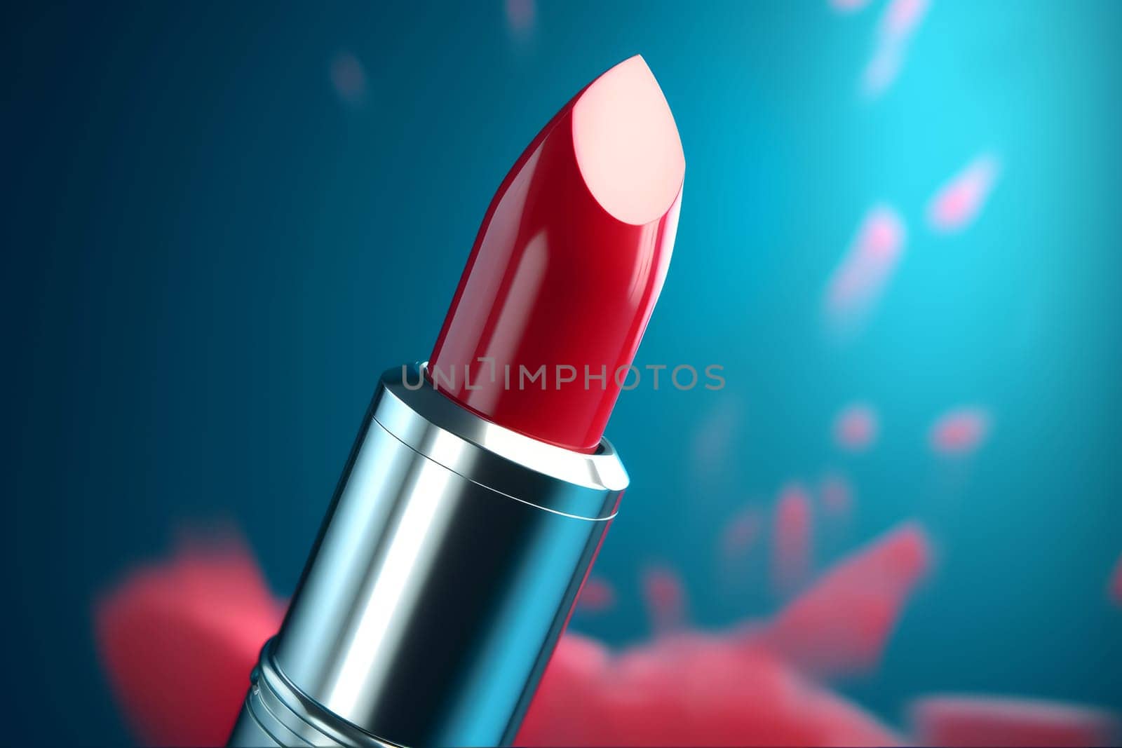 Red 3d lipstick. Fashion cosmetic. Generate Ai