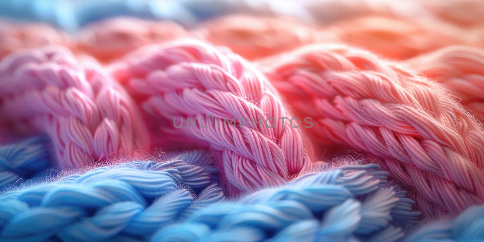 Detailed view of a rope with a blurred background, showcasing the textures and patterns of the fibers.