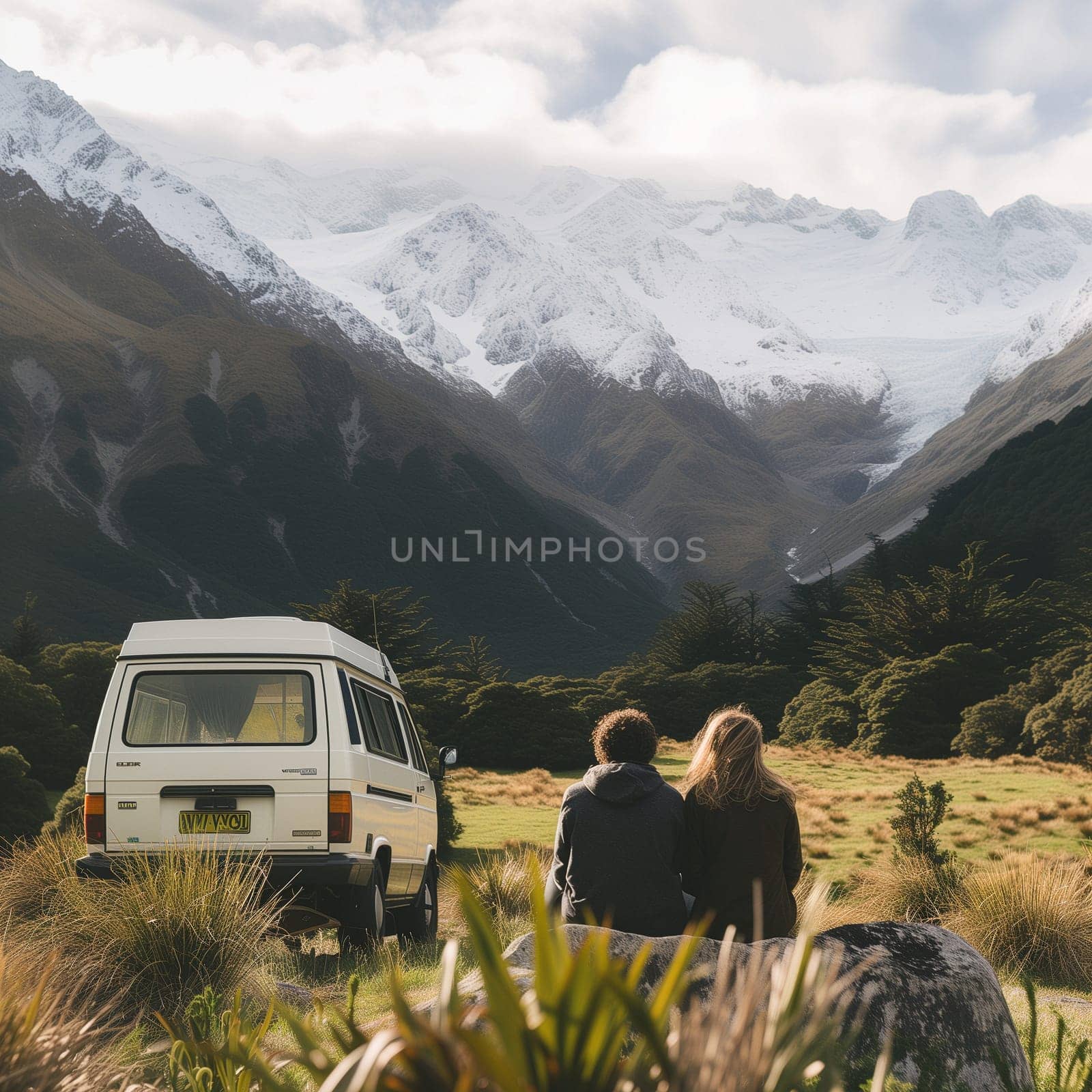 A young couple traveling. High quality illustration