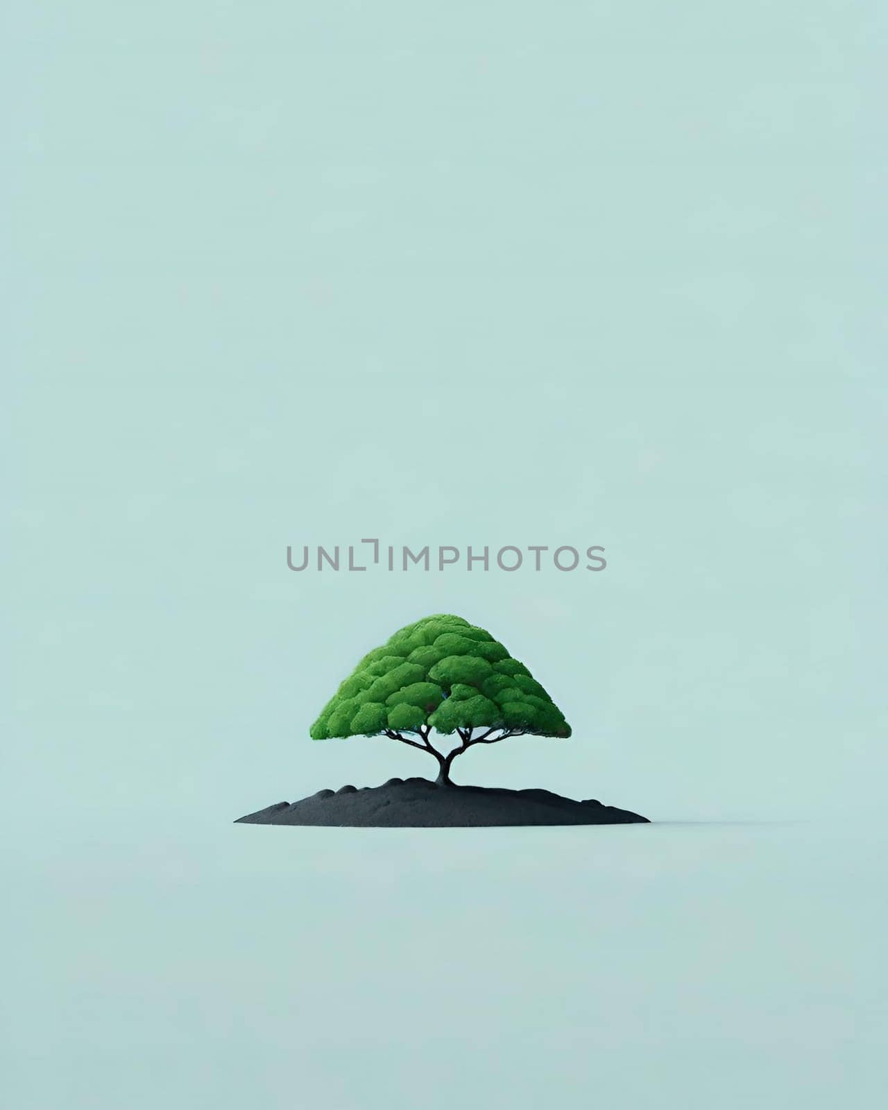 Tree on the ground. Conceptual illustration.Nature concept.Tree in the ground as a symbol of nature.