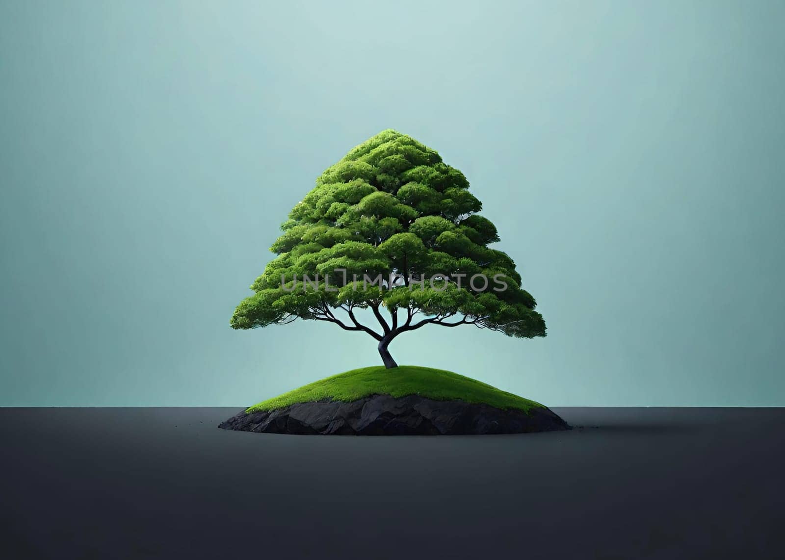 Tree on the ground. Conceptual illustration.Nature concept.Tree in the ground as a symbol of nature.