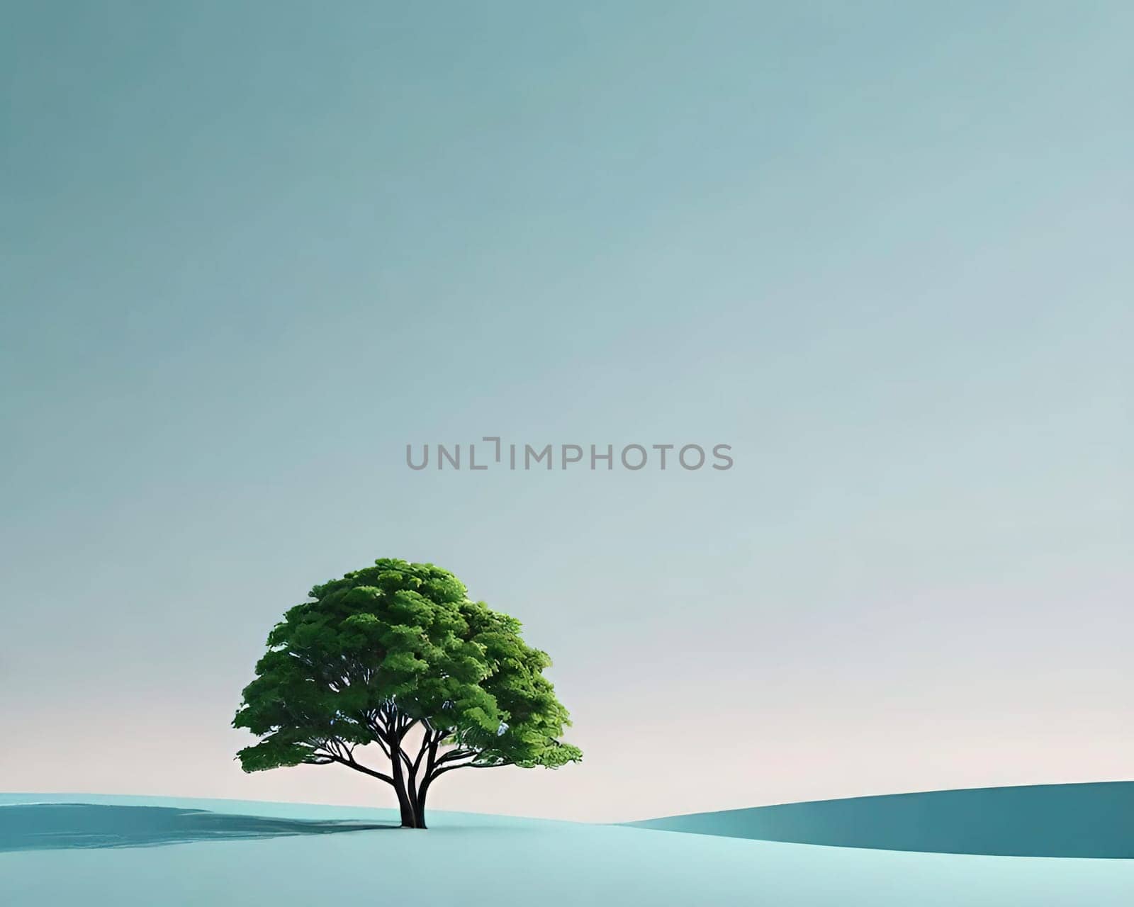 Tree on the ground. Conceptual illustration.Nature concept.Tree in the ground as a symbol of nature.