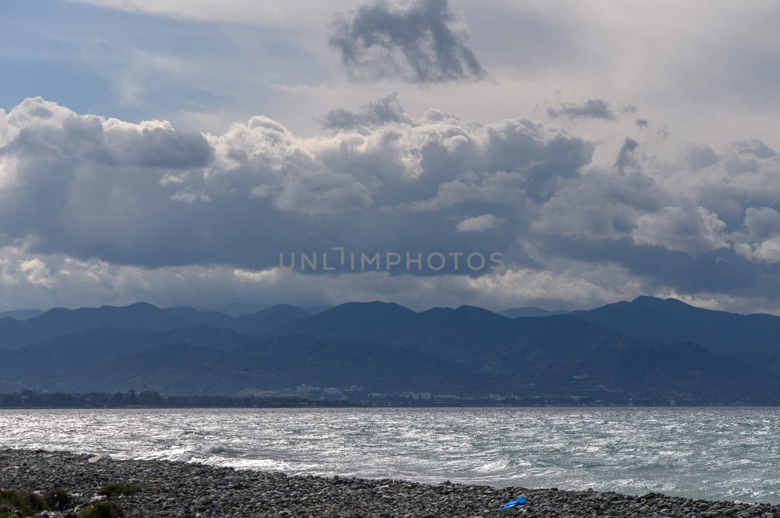 Mediterranean sea and beach in winter in Cyprus