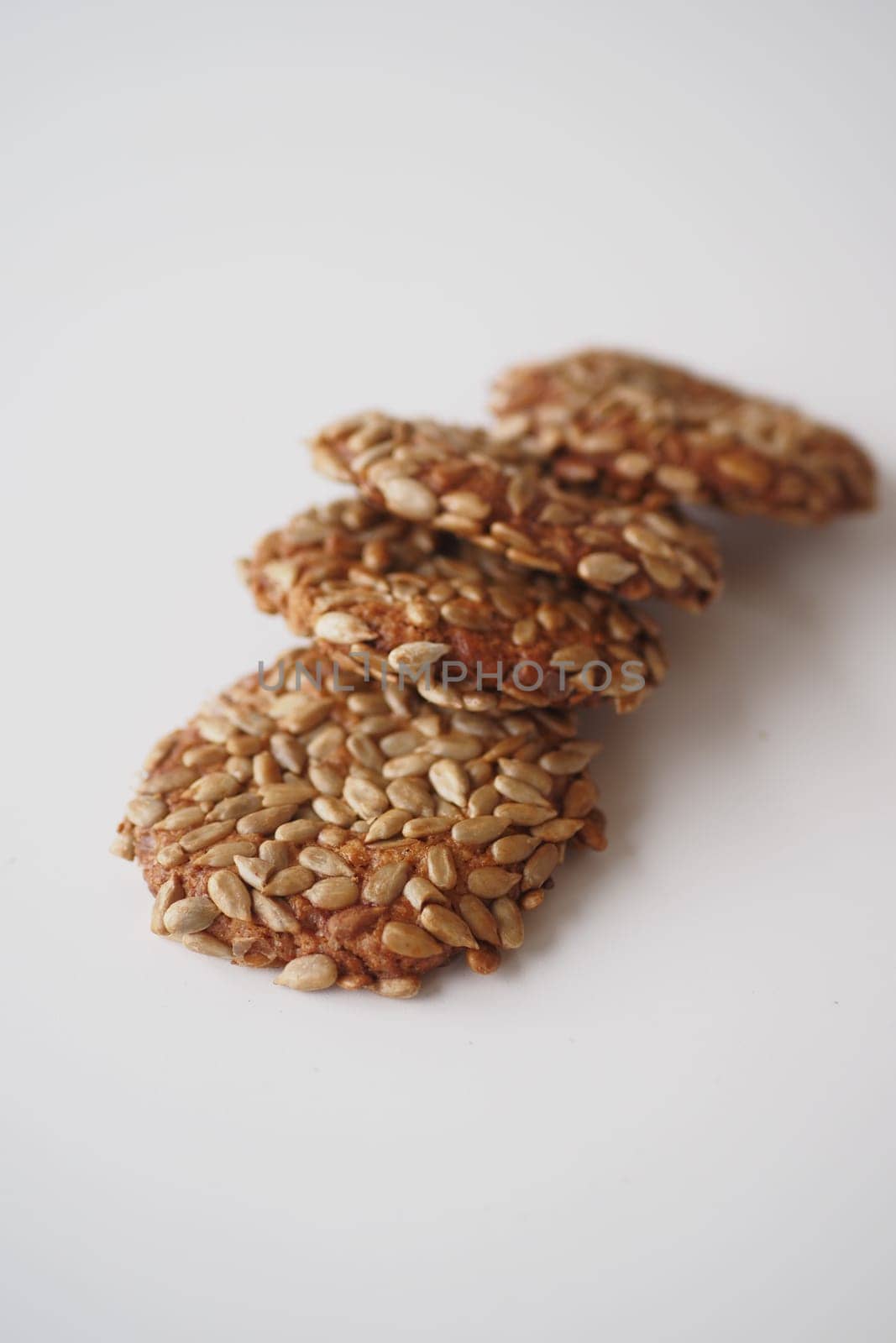 sesame sweet cookies on white background .