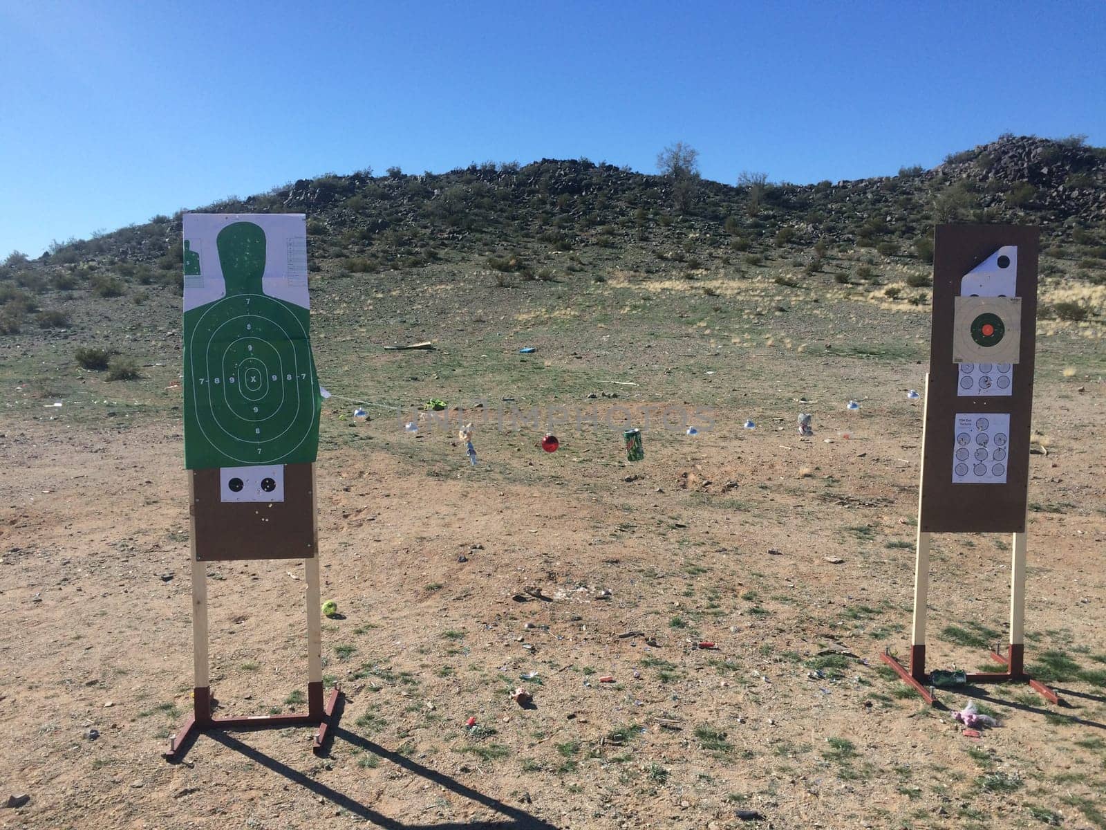 Target Shooting Practice, Targets Set Up in the Desert. High quality photo