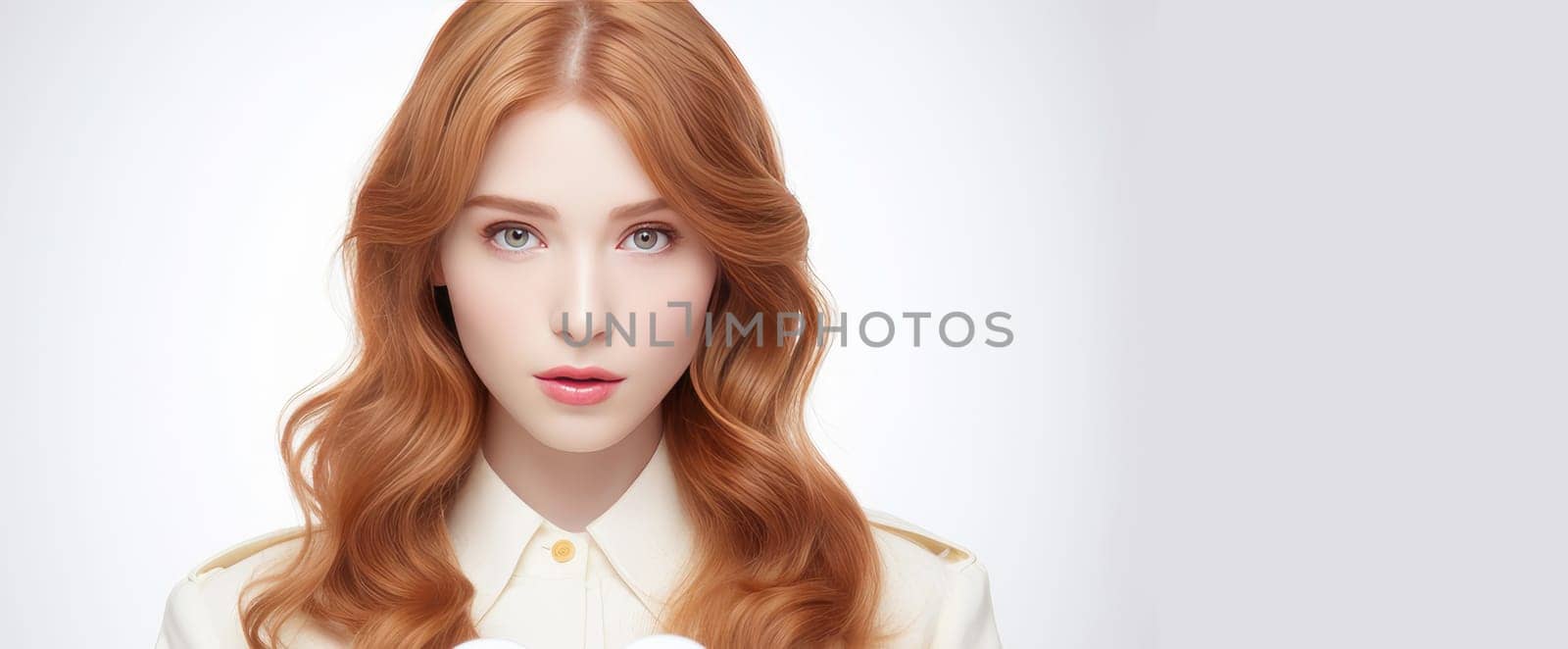 Young girl on a white background.