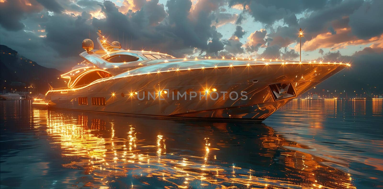 a large yacht is floating on top of a body of water by richwolf