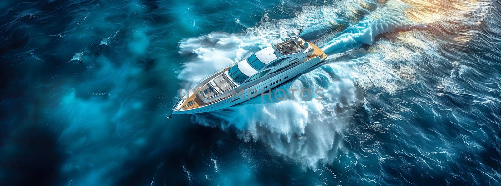 A watercraft is gliding on the expansive liquid surface of a natural landscape, showcasing the principles of naval architecture and marine biology