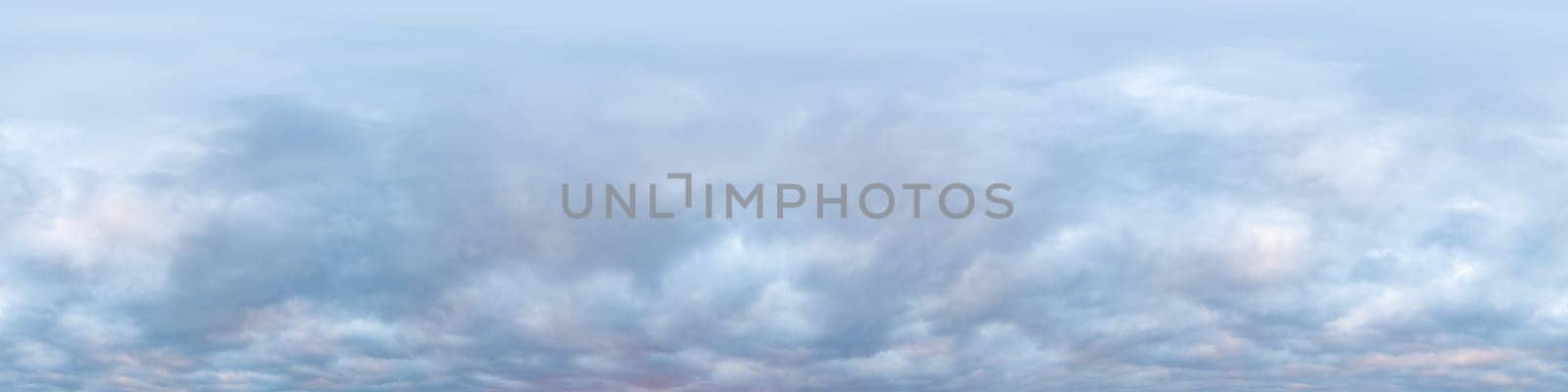 Dramatic overcast sky panorama with dark gloomy Cumulonimbus clouds. HDR 360 seamless spherical panorama. Sky dome in 3D, sky replacement for aerial drone panoramas. Climate and weather change. by panophotograph