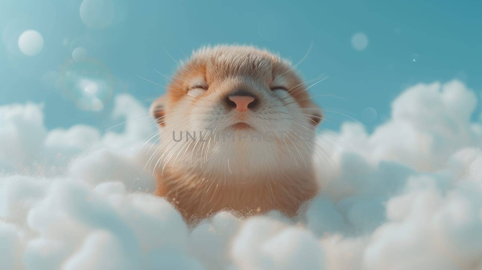A close up of a small animal in the clouds