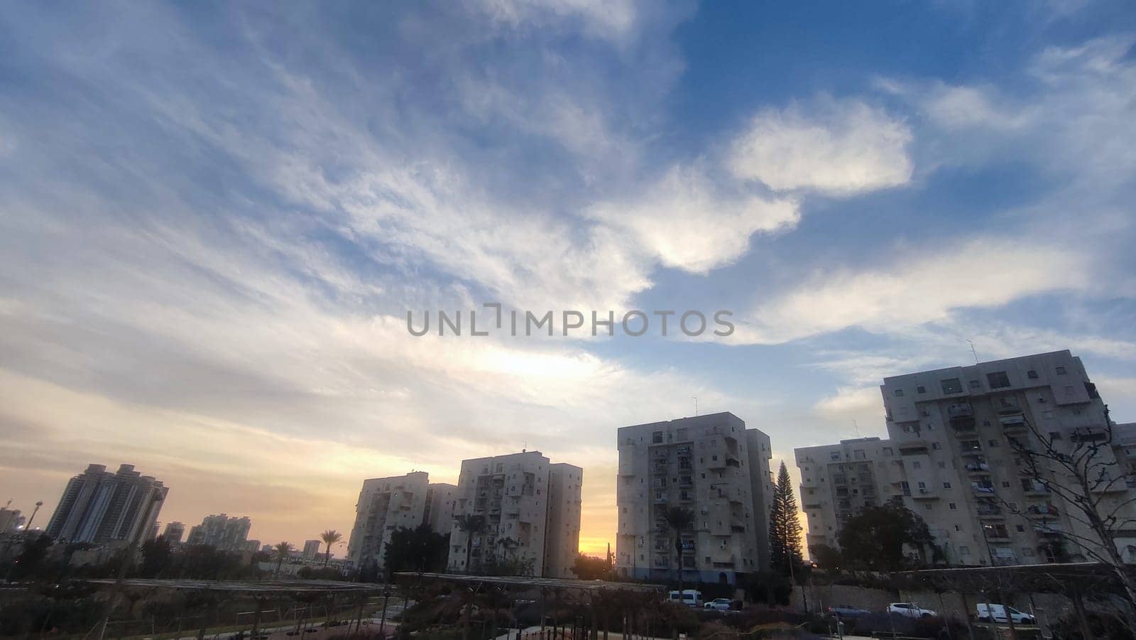 Blue light sky nature white clouds whether background . High quality photo