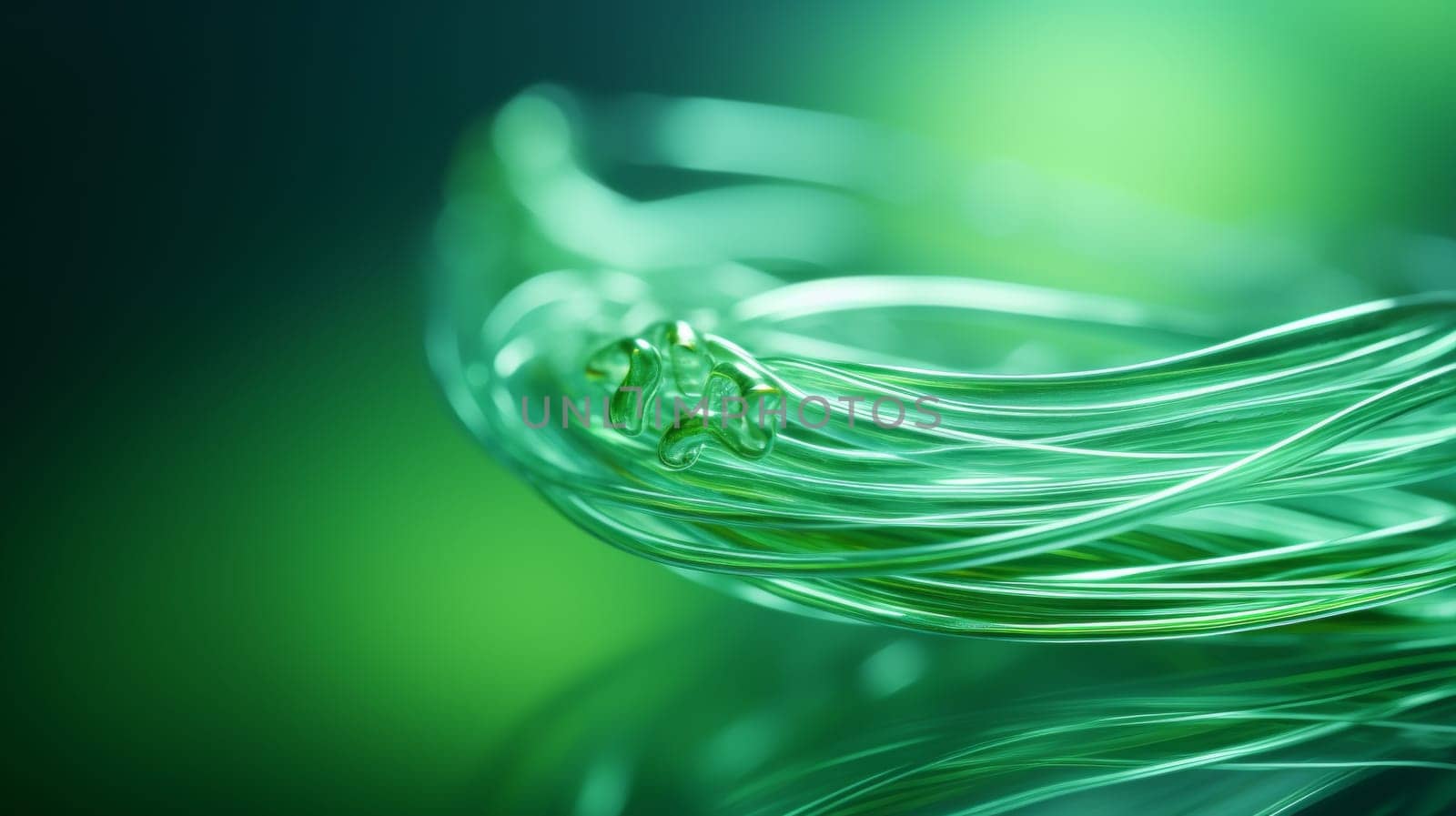 A close up of a green glass bowl with some sort of wire