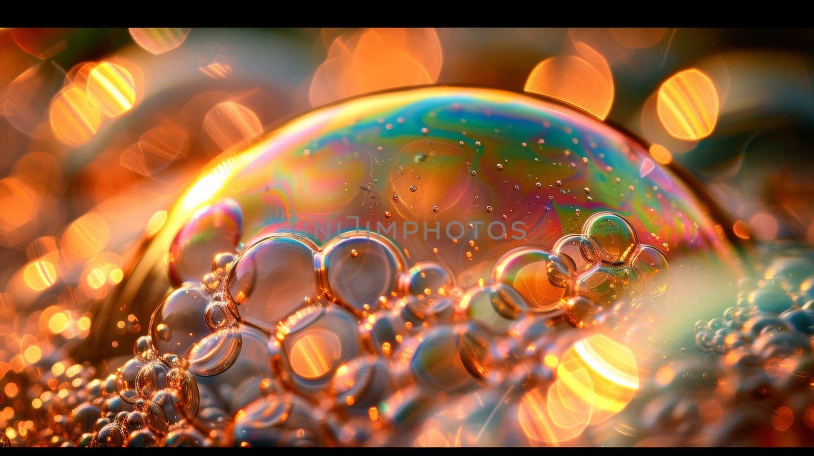 A close up of a bubble filled with bubbles and water