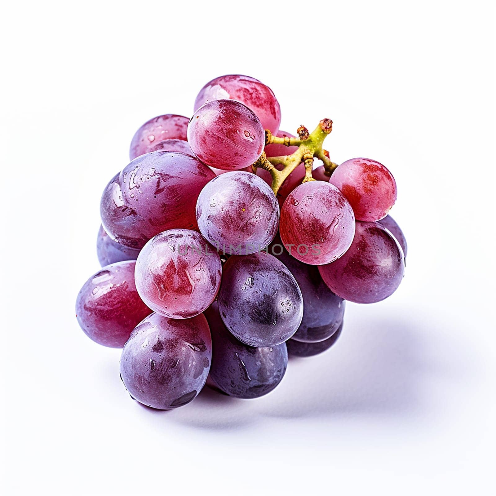 Ripe purple grapes bunch isolated on white background