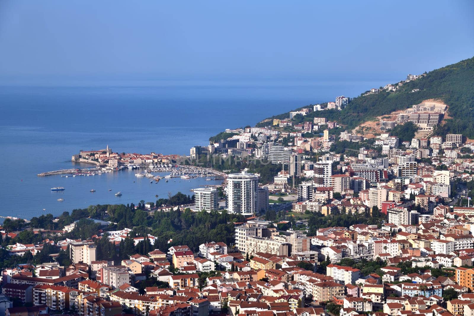 View of Budva city from above, Montenegro by olgavolodina