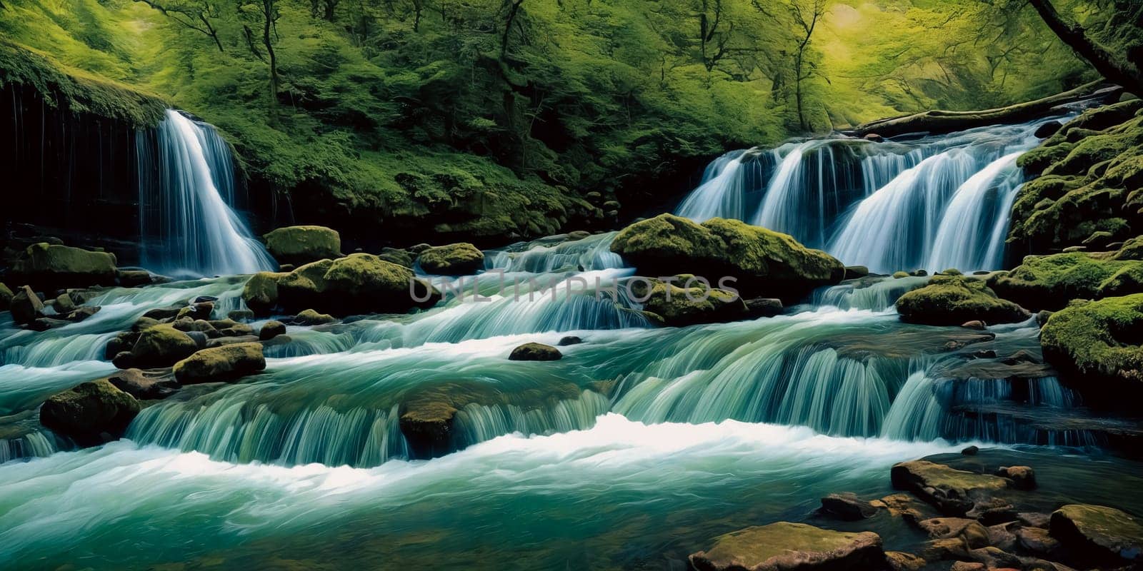 The natural wonder of cascading waterfalls, tranquil streams, by GoodOlga