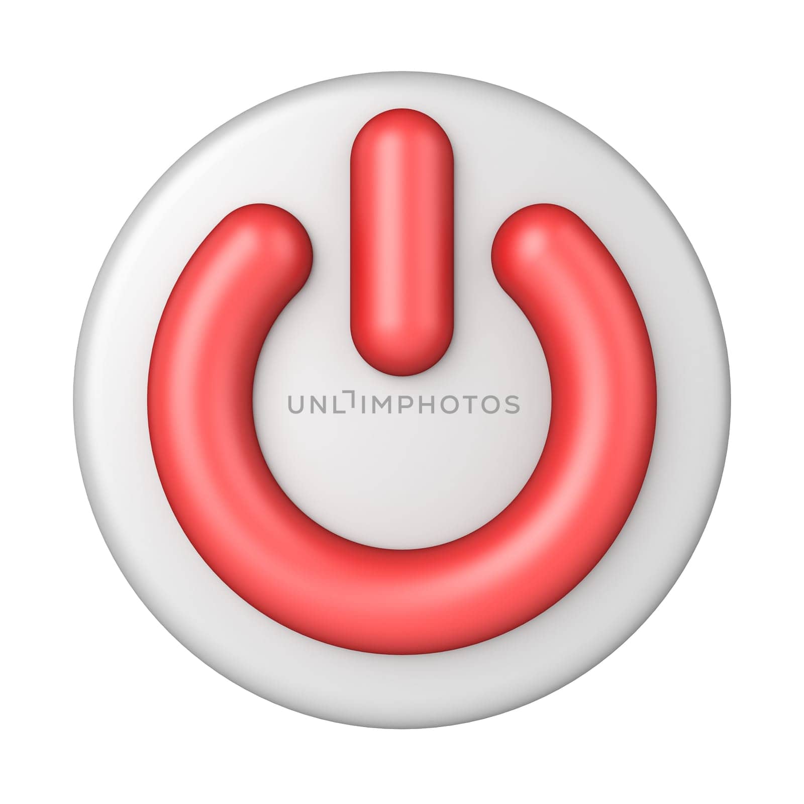 Red power switch sign 3D rendering illustration isolated on white background