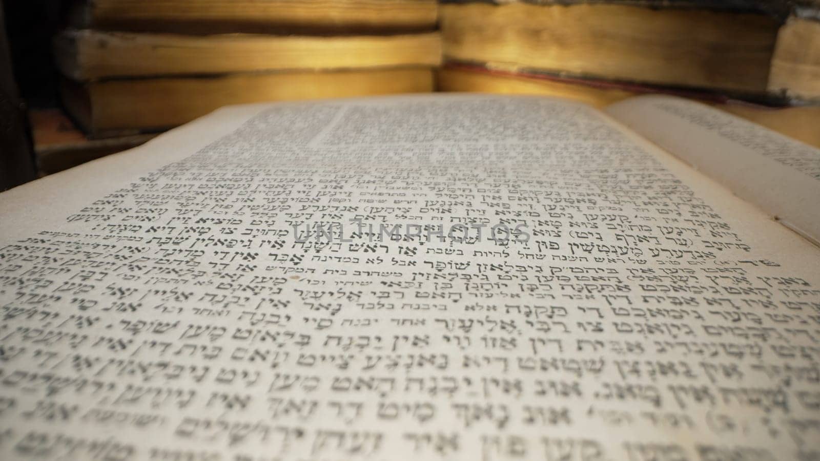 Hebrew Bible. Exploring sacred jewish heritage scriptures. Revered texts in macro. Holy pages, old religious Torah book. by kristina_kokhanova