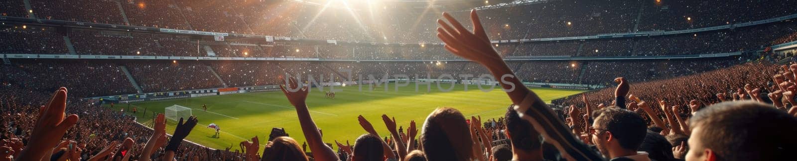 A fun football event in the city. Soccer photography in a stadium filled with a crowd of people. AIG41