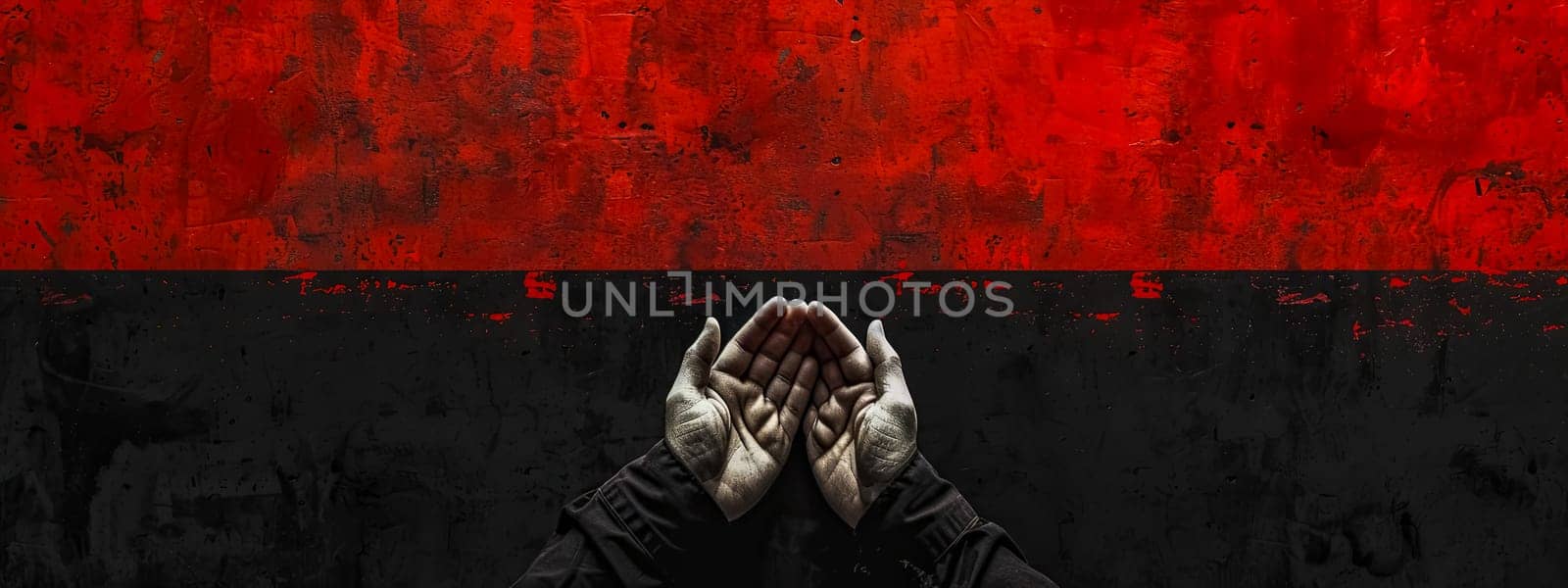 Abstract Red and Black Grunge Background with Hands in Prayer by Edophoto