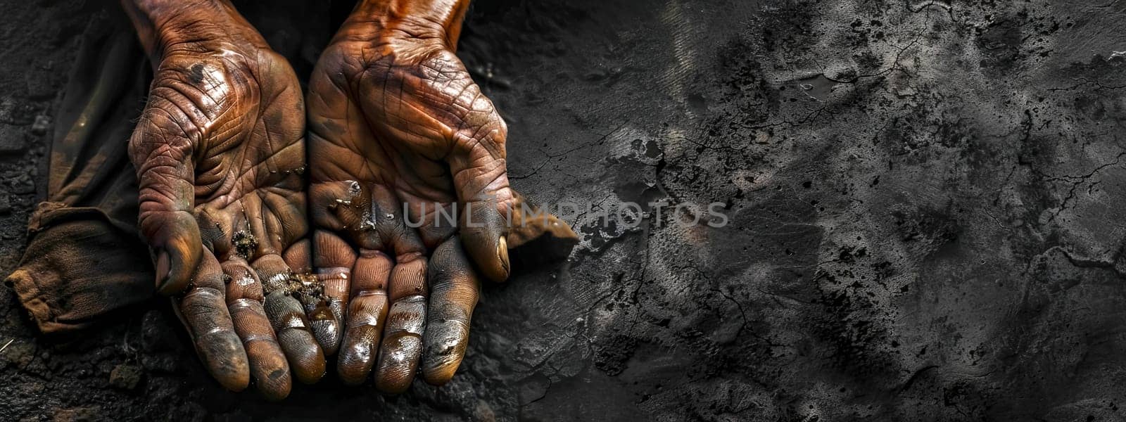 Weathered Hands Open on Textured Surface by Edophoto