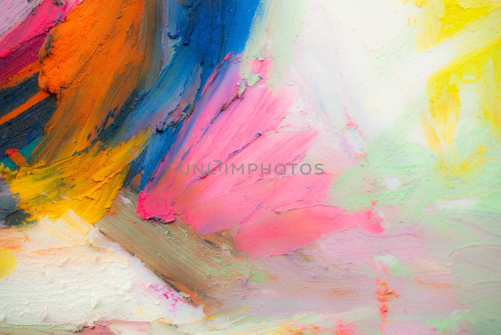 Picture drawning with oil pastels. Conceptual abstract picture. Fragment of multicolored texture painting. Abstract art background. Rough brushstrokes of paint. Highly-textured, high quality details.