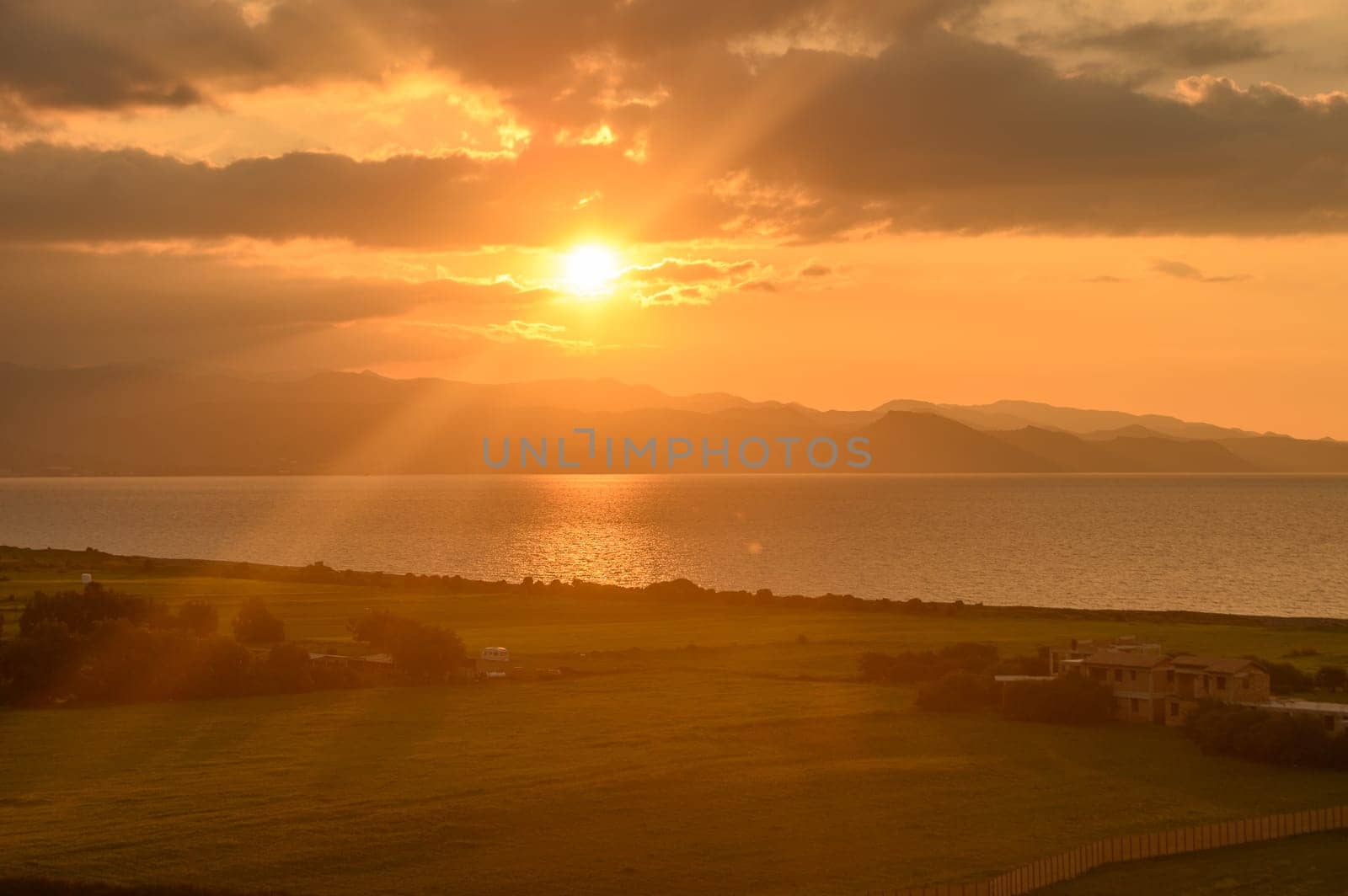 sunset view of the mountains in Cyprus in winter 2
