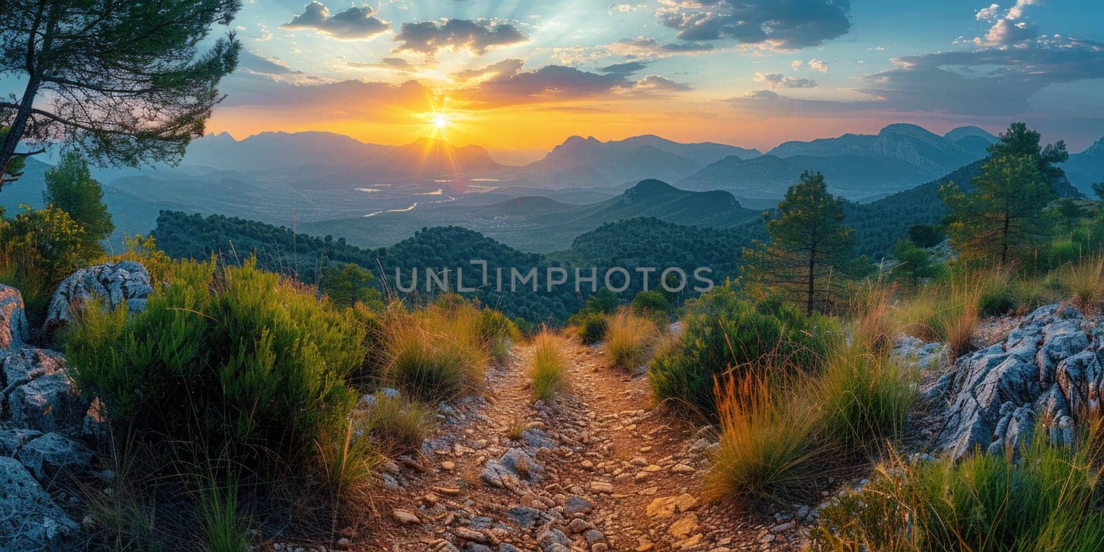Sun Setting on Mountain Trail by but_photo