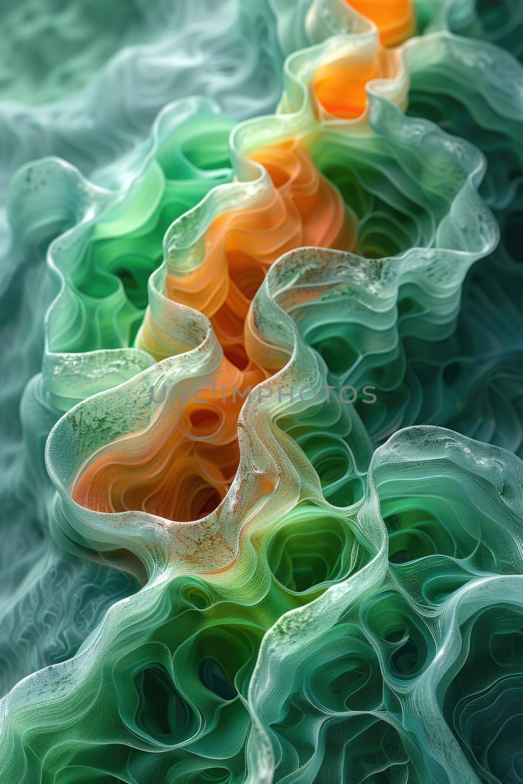 Close Up of Green and Orange Substance by but_photo