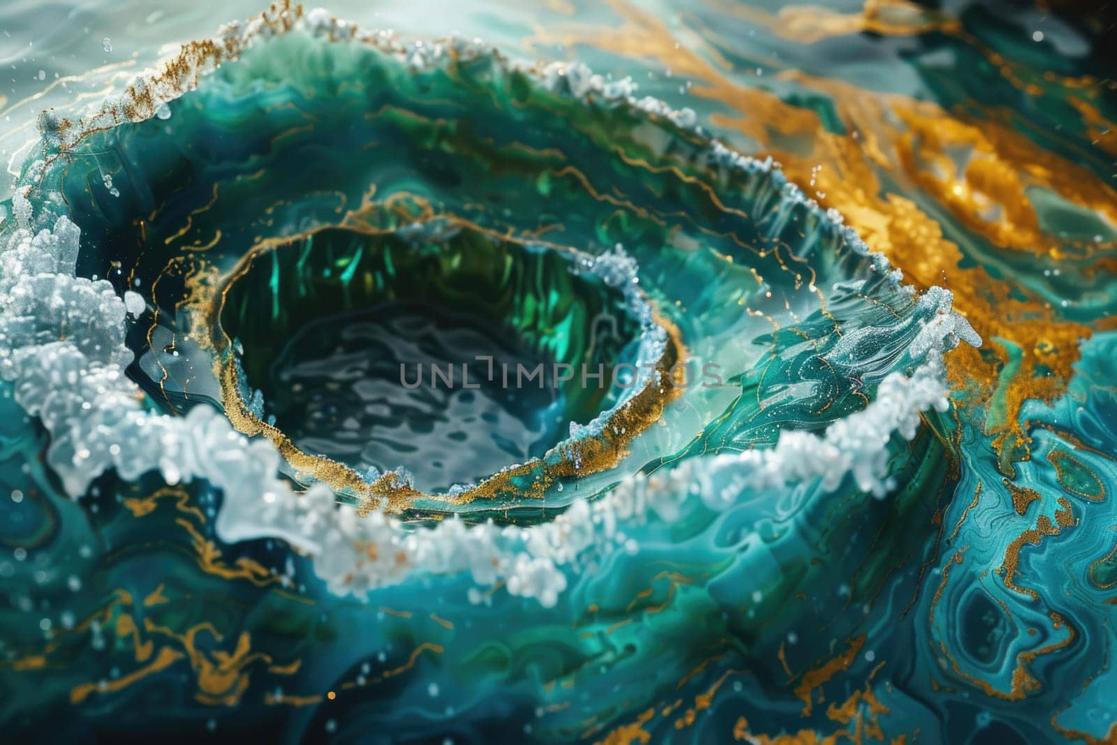 Close Up of Abstract Painting in Gold and Blue by but_photo