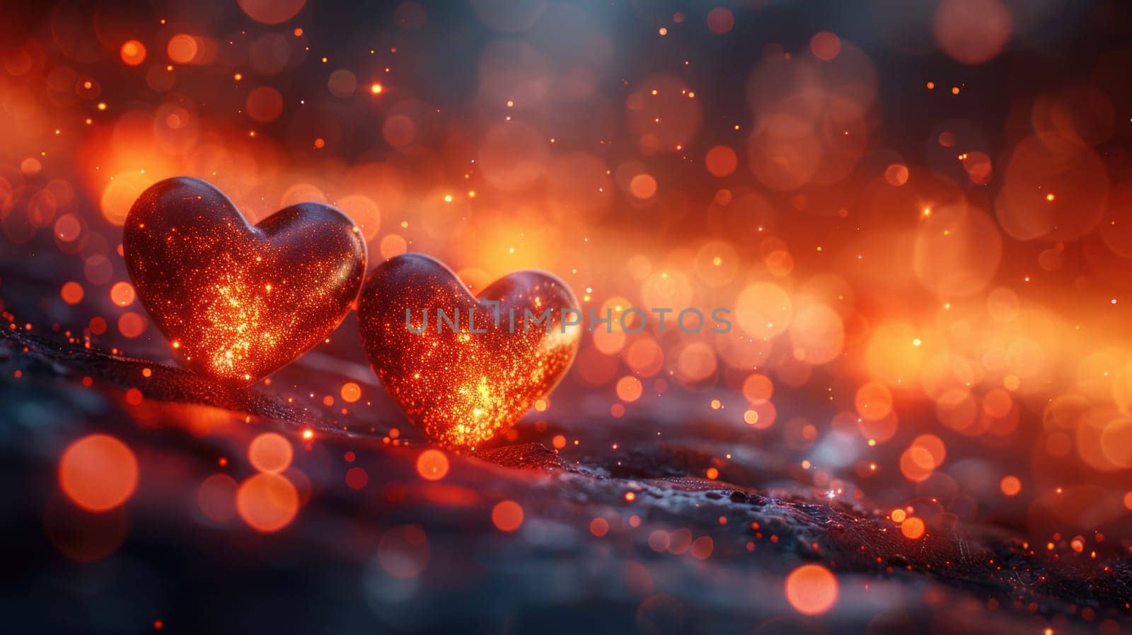 Two Gold Hearts on Table by but_photo